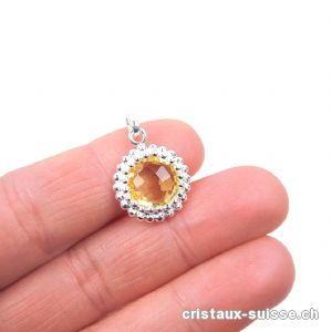 Pendentif Citrine facettée Ø 1,5 cm en argent 925