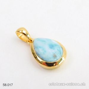 Pendentif Larimar en argent 925 doré. Pièce unique