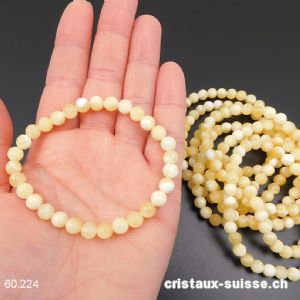 Bracelet Calcite jaune 6,5 mm, élastique 19 cm. Offre Spéciale