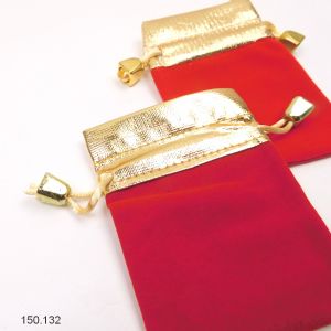 1 Pochette velours Rouge et Dorée, env. 9 x 7 cm. Offre Spéciale