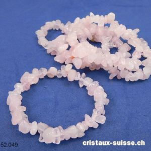 Bracelet Quartz rose, élastique 14,5 - 15 cm