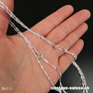 Chaîne torsadée en argent 925, L. 80 cm