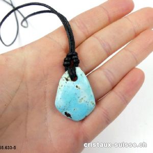 Turquoise du Mexique percée avec cordon cuir à nouer. Pièce unique