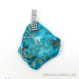 Pendentif Turquoise et boucle argent 925 Rhodié. Pièce unique