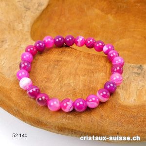 Bracelet Agate rose pink 8 mm / 18 - 18,5 cm