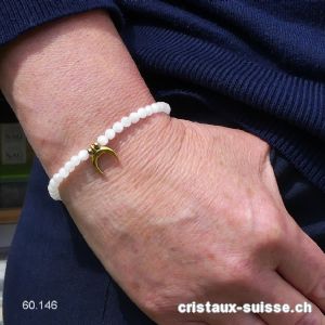 Bracelet Pierre de Lune blanche 4 mm / 18 cm avec LUNE