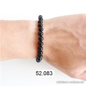 Bracelet Onyx noir 6 - 6,5 mm, élastique 19 cm. Taille ML