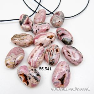 Rhodochrosite avec cavités 2,5 à 3 cm, percée avec cordon cuir à nouer. Offre Spéciale