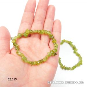 Bracelet Péridot - Olivine, élastique 18,5 - 19 cm. OFFRE SPECIALE