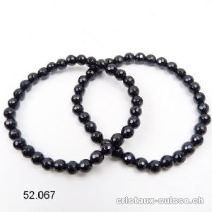 Bracelet Tourmaline noire FACETTÉE 6 mm / 19 cm