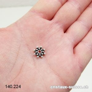 1 pièce Fleur Ethno 10 mm, Intercalaire en argent 925 vieilli