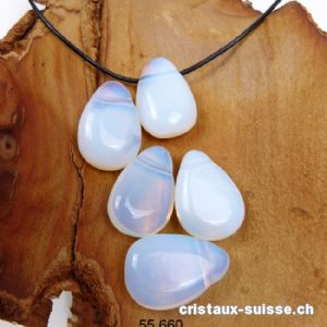 Opalite - Opaline 3 cm percée avec cordon cuir à nouer. OFFRE SPECIALE