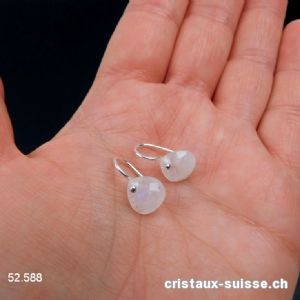 Boucles d'oreilles Pierre de Lune arc-en-ciel facettée en argent 925