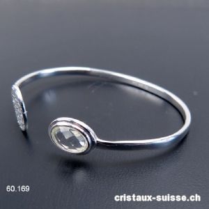 Bracelet Cristal de Roche - Fleur de vie en argent 925, 18 - 19 cm