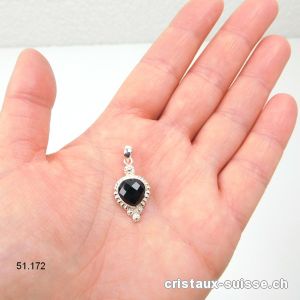 Pendentif Spinelle noir facetté en argent 925