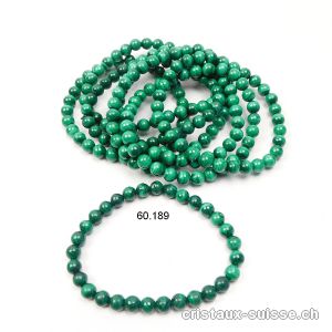 Bracelet Malachite 6,5 - 7 mm, élastique 18 cm. Taille M. Qual. A