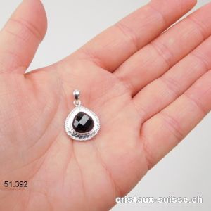 Pendentif Spinelle noir facetté en argent 925