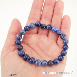 Bracelet Sodalite foncée 8,5 mm, élastique 18,5 - 19 cm