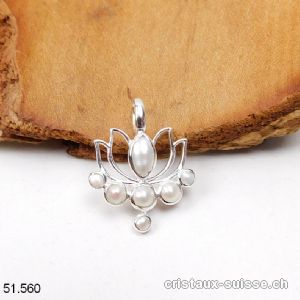 Pendentif Perle d'eau douce LOTUS en argent 925