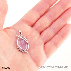 Pendentif Améthyste claire, argent 925 rhodié. Qual. A