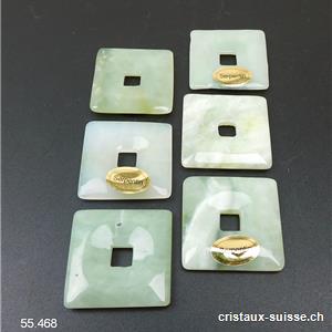 Jade Serpentine claire, donut carré 3 cm