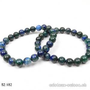 Bracelet Chrysocolle - Azurite 8 mm, élastique 18,5 - 19 cm