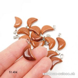 Pendentif Rivière d'or brune LUNE 1,7 cm avec boucle métal. Offre Spéciale
