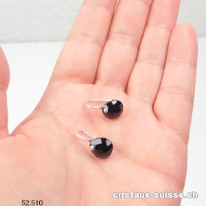 Boucles d'oreilles Spinelle noir facetté en argent 925