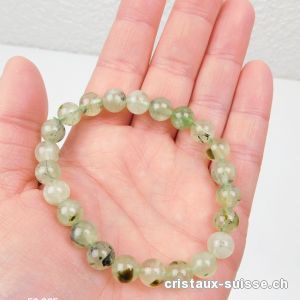 Bracelet Préhnite verte avec épidote 8-8,5 mm / 18 cm. Taille M