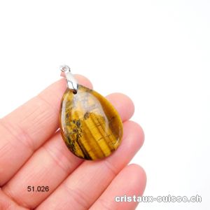 Pendentif Oeil de Tigre, goutte avec Arbre de Vie 3 x 2,5 cm