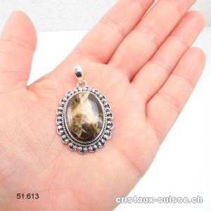 Pendentif Septarie en argent 925. Pièce unique