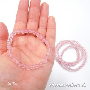 Bracelet Quartz Rose clair 6 mm, élastique 17,5 cm. Taille SM. OFFRE SPECIALE