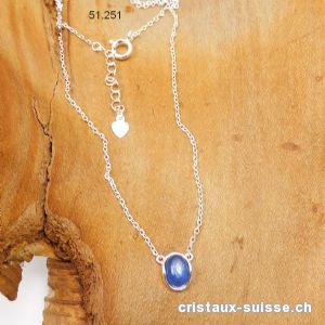 Pendentif Cyanite bleue avec chaîne en argent 925. Réglable 41 - 44 cm