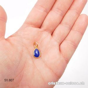 Pendentif Lapis-lazuli mini-goutte en argent 925 doré, 11 x 8 mm