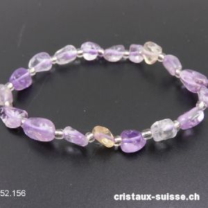 Bracelet Améthyste claire et Citrine 5 - 8 mm / 17,5 - 18 cm. Taille SM