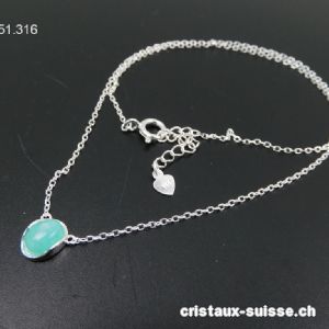 Pendentif Amazonite du Pérou avec chaîne en argent 925. Réglable 41 - 44 cm