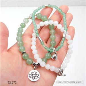 3 bracelets LÂCHER-PRISE, Aventurine verte et Jade blanc. Offre Spéciale