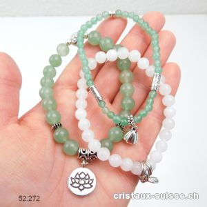 3 bracelets LÂCHER-PRISE, Aventurine verte et Jade blanc. Offre Spéciale