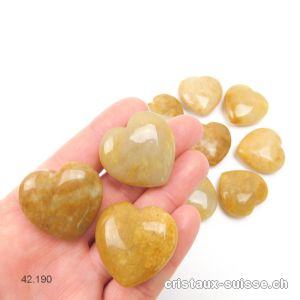 Coeur Jade jaune - beige 3 x 3 x 1,2 cm. Qual. A-B. OFFRE SPECIALE