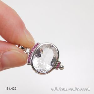 Pendentif Cristal de Roche et Rubis en argent 925 rhodié