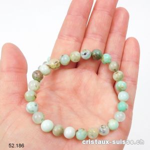 Bracelet Chrysoprase Boulder 8 - 9 mm, élastique 18,5 cm. Taille M