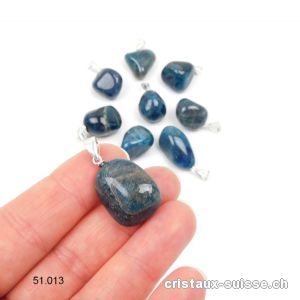 Pendentif Apatite bleue 1,5 à 2 cm avec boucle argent 925. Qual. AB. OFFRE SPECIALE