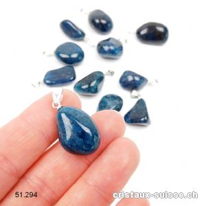 Pendentif Apatite bleue 1,7 à 2,3 cm avec boucle en argent 925