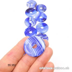 Agate bleue - indigo, Donut 3 cm