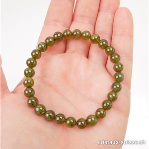 Bracelet Grenat Grossulaire vert 7 mm, élastique 17,5 cm. Taille SM