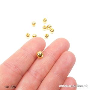 Perle 6 mm / trou 2,4 mm, argent 925 plaqué or