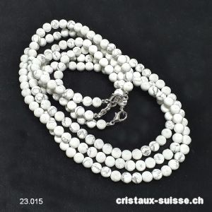 Collier Magnésite - Howlite blanche 6 mm / 45 cm