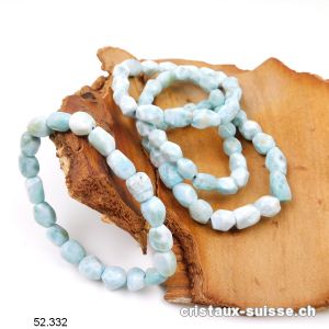 Bracelet Larimar nuggets facettés 8 - 10 mm / élastique 18 - 19 cm. Offre Spéciale