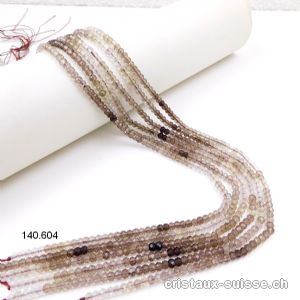 Rang Quartz fumé FACETTÉ 4 mm / 39,5 cm, env. 132 boules. Qual. A