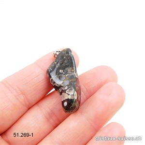 Pendentif Agate Turitelle 3 cm avec boucle argent 925. Pièce unique